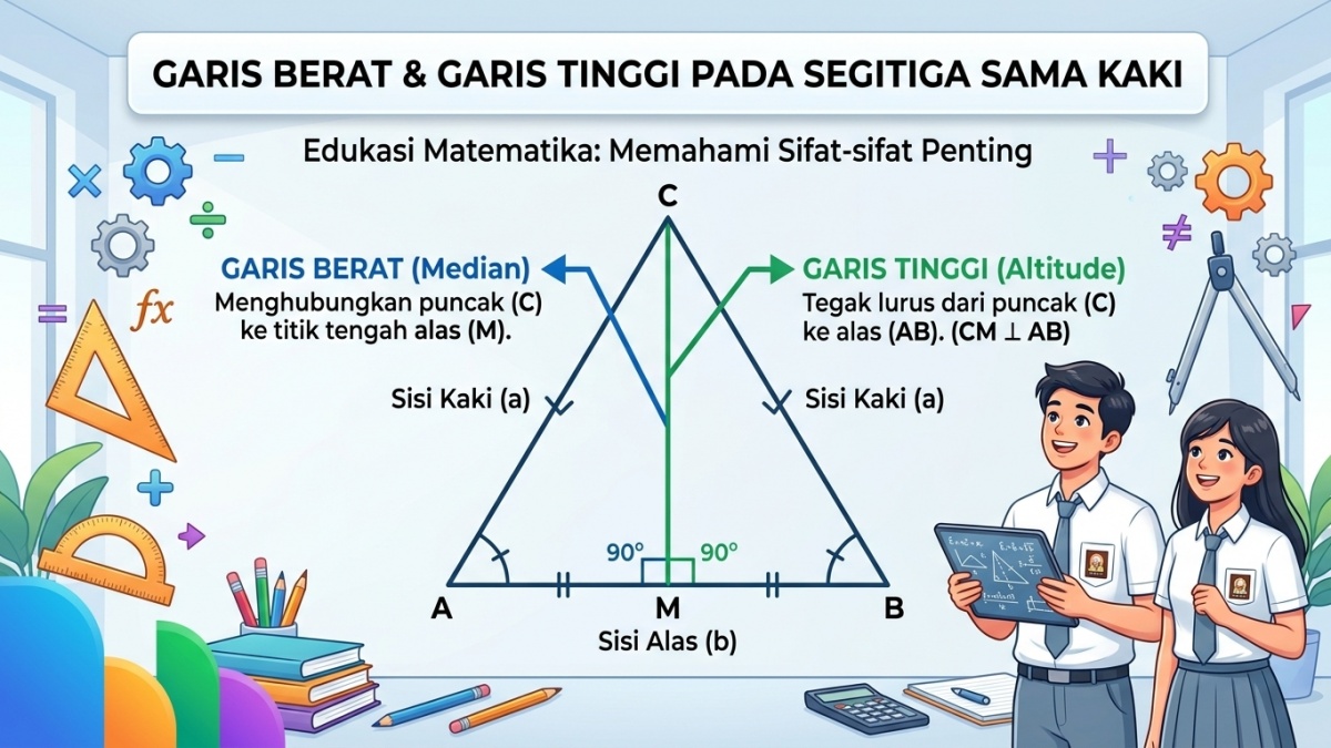 Cara Membedakan Garis Berat dan Garis Tinggi pada Segitiga Sama Kaki