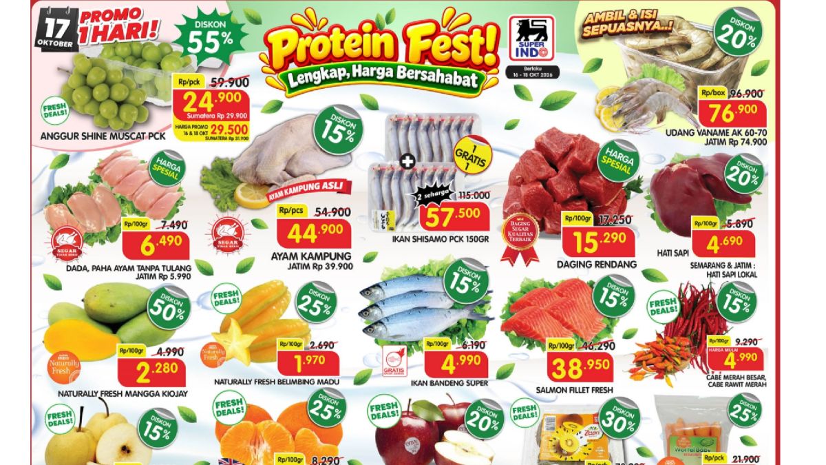 Katalog Promo Superindo Weekend 16-18 Oktober 2026, Migor dan Daging Diskon Besar!