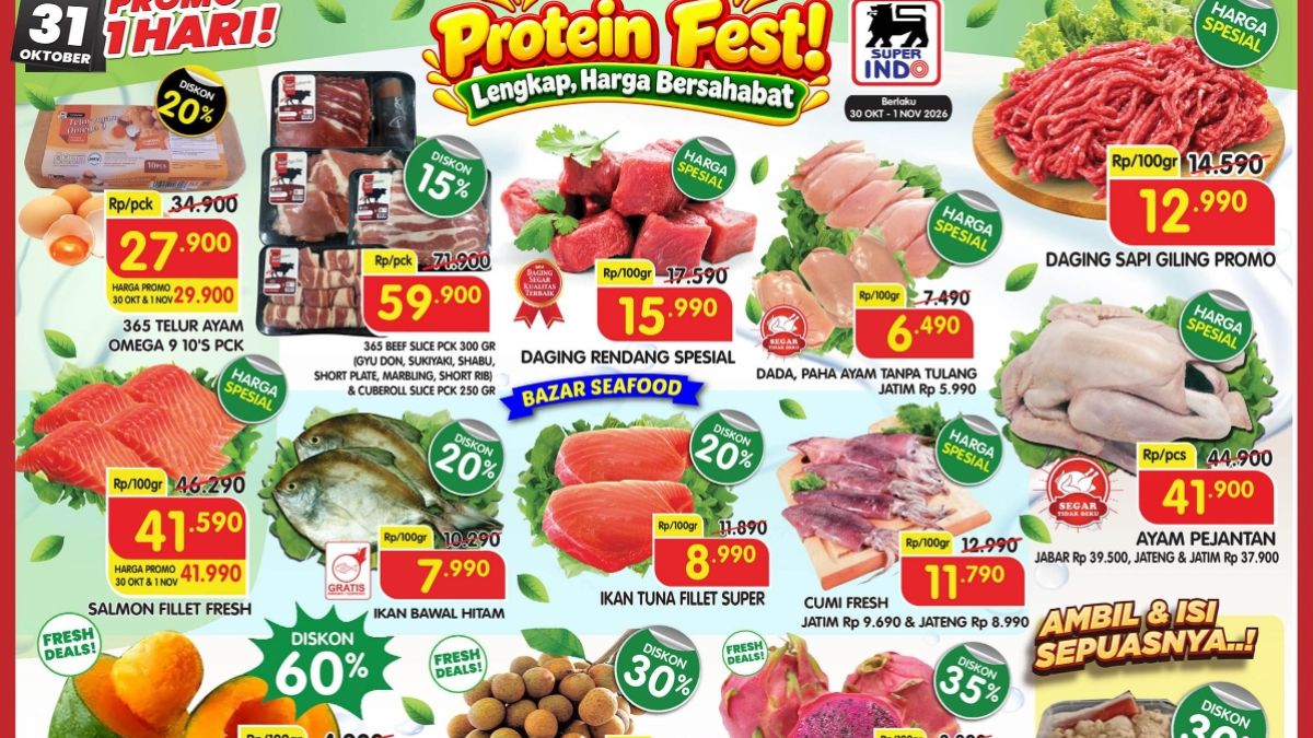 Promo Superindo 31 Oktober 2026: Diskon Daging, Minyak Goreng hingga Buah-buahan