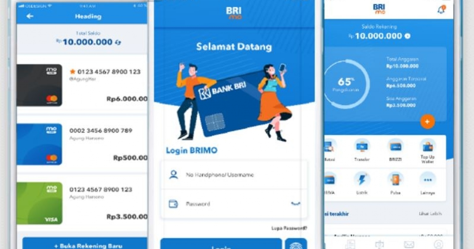 Ilustrasi penggunaan aplikasi Brimo untuk transaksi bisnis.