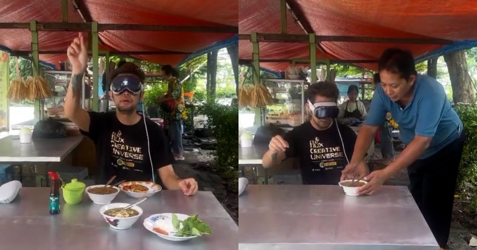 Viral Lelaki Ini Pakai Apple Vision Pro saat Makan Soto di Pinggir Jalan