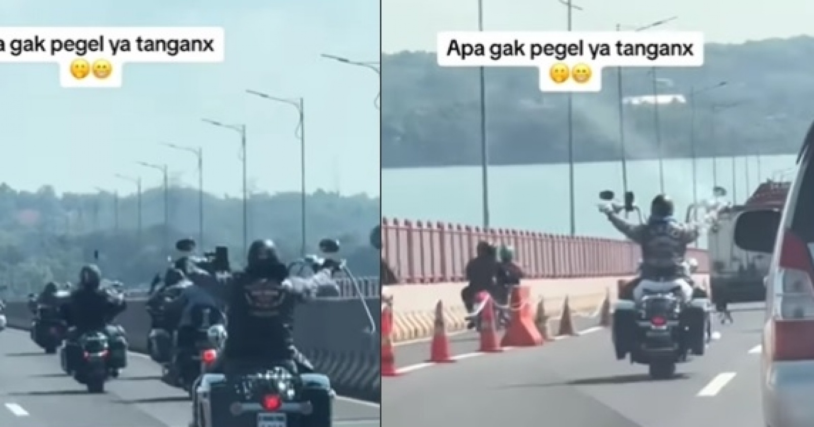 Viral! Pengendara Moge Masuk Jalur Mobil Jembatan Suramadu, Warganet Justru  Bahas Aspalnya