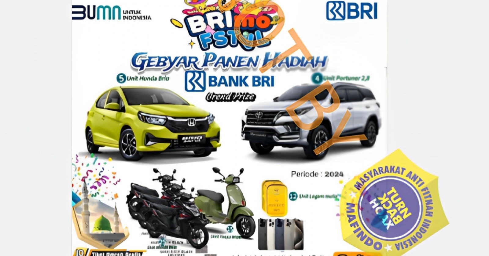 [HOAX] BRI Bagi-bagi 30 Mobil dan 250 iPhone 15 Pro untuk Pengguna BRImo