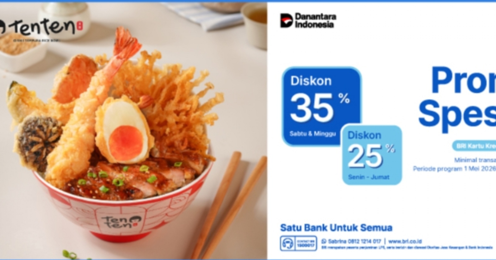 Makan Mewah di Tenten Jadi Lebih Hemat! Cek Diskon 35% Khusus Nasabah BRI
