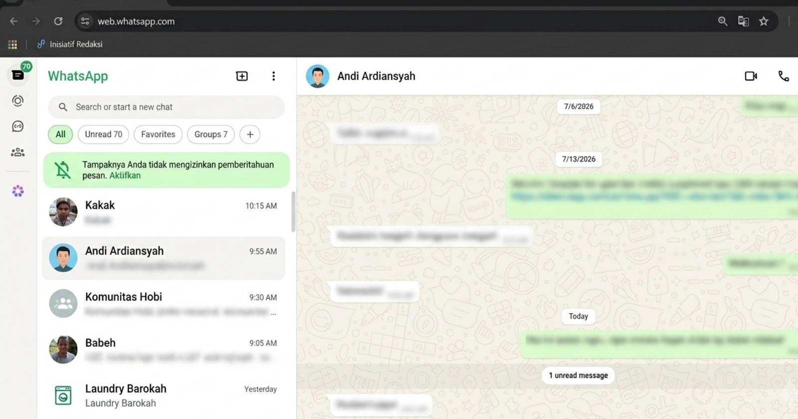 4 Cara Bikin Tampilan Chat WhatsApp Web Jadi Blur, Privasi Terjaga di Tempat Umum