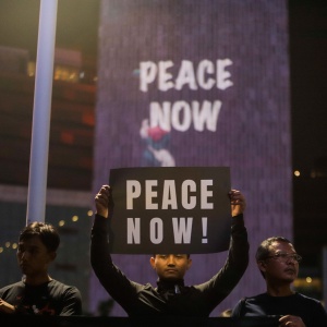 Aksi Dukungan dan Video Mapping untuk Palestina di Bundaran HI