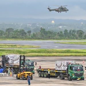 Kedatangan logistik MotoGP Mandalika 2025