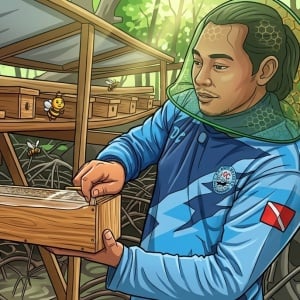 Inovasi Unik dari Lombok Timur: Budidaya Madu Trigona di Atas Pohon Mangrove Tengah Laut