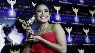Fenny Rose di ajang Panasonic Gobel Award ydi Jakarta Convention Center (5/4). [suara.com/Adrian Mahakam]