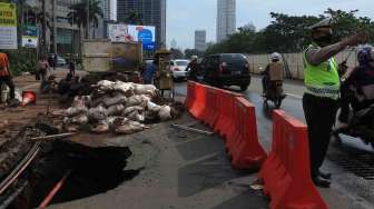 Foto: Jalan Jenderal Sudirman Amblas