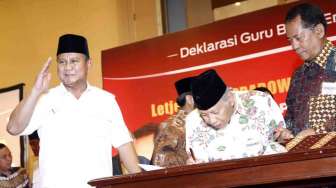 Deklarasi Guru Besar dan cendikiawan mendukung pasangan capres-cawapres Prabowo Subianto dan Hatta Rajasa menjadi presiden periode 2014-2019 di Balai Kartini Jakarta, Selasa (27/5). [suara.com/Adrian Mahakam]