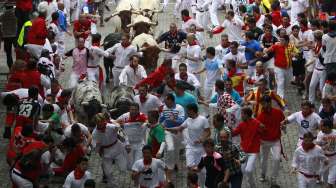 Empat Orang Cedera Diseruduk Banteng di Festival Pamplona