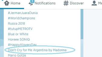 "Don't Cry for Me Argentina" Menggema di Twitter