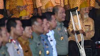 Presiden Susilo Bambang Yudhoyono  menghadiri peringatan Hari Veteran Nasional Tahun 2014 di Balai Sarbini, Jakarta, Senin (11/8). [Antara/Prasetyo Utomo]