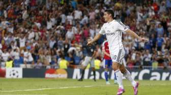James Rodriguez rayakan gol pertamanya di Liga Champions bersama Madrid [Reuters/Sergio Perez]