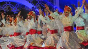 Pembukaan Musabaqah Tilawatil Quran (MTQ) Internasional di Palembang Convention Center, Sumsel, Selasa (23/9). [Antara/Feny Selly]