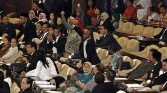 Suasana sidang paripurna pemilihan Pimpinan MPR, di Gedung DPR, Senayan, Jakarta, Selasa (7/10/), [suara.com/Kurniawan Mas'ud]