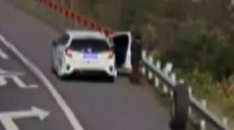 VIDEO: Berdiri di Sisi Tol, Perempuan Diseruduk Roda Truk Lepas