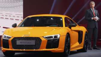 Audi R8 V10 ikut meramaikan ajang Geneva Motor Show yang dibuka Selasa (3/3/2015)