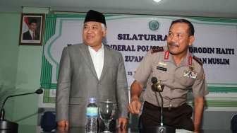 Kapolri Jenderal Pol Badrodin Haiti bersilaturahim dengan MUI. (Suara.com/ Oke Atmadja)