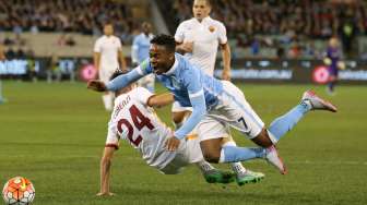 Punggawa Manchester City Raheem Sterling beraksi di laga pramusim (21/7) [Reuters/Jason O'Brien]