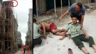 Dengan Tubuhnya, Polisi Selamatkan Orang yang Lompat Bunuh Diri