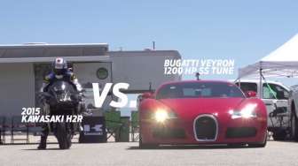 VIDEO: Tebak Lebih Cepat Mana, Kawasaki H2R atau Bugatti Veyron?