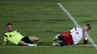 Penjaga gawang timnas Spanyol David De Gea ikuti sesi latihan di Las Rozas (3/9) [Reuters/Susana Vera]