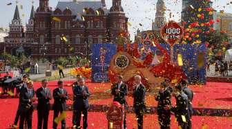 Acara menghitung mundur 1000 hari menjelang pelaksanaan Piala Dunia 2018 di Rusia. Reuters/Maxim Shemetov