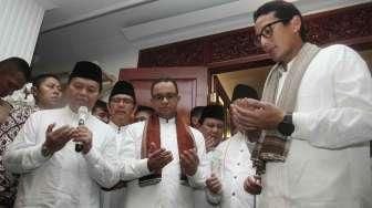 Deklarasi pasangan calon Gubernur (Cagub) DKI Jakarta Anies Baswedan dan Cawagub Sandiaga Uno di kediaman Prabowo Subianto, Jalan Kertanegara, Jakarta, Jumat (23/9/2016). [Suara.com/Oke Atmaja]