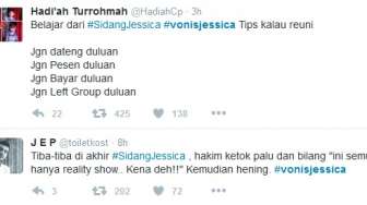 Tagar #VonisJessica Melejit, Begini Kicauan-kicauan Unik Netizen