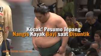Kocak! Pesumo Jepang Nangis saat Disuntik