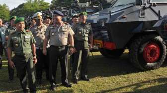 Gelar pasukan pengamanan VVIP Raja Salman  bin Abdulaziz al-Saud di Lapangan Lagoon Nusa Dua, Bali, Jumat (3/3).