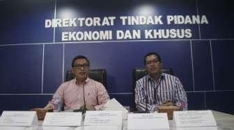 Direktorat Tindak Pidana Ekonomi dan Khusus Bareskrim Polri merilis pengungkapan sindikat pembobol Bank melalui dokumen palsu di gedung Bareskrim Polri, Jakarta, Kamis (9/3).