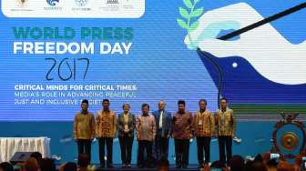 Wakil Presiden Jusuf Kalla menghadiri sekaligus membuka World Press Freedom Day (WPFD) 2017 di Jakarta Convention Center, Jakarta, Rabu (3/5).