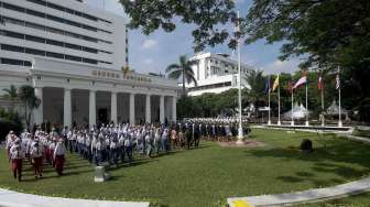 Persiapan peringatan Hari Lahir Pancasila di Gedung Pancasila, Kementerian Luar Negeri, Jakarta, Selasa (30/5).