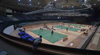 Jelang pelaksanaan kejuaraan BCA Indonesia Open 2017 di Plenary Hall, JCC Senayan, Jakarta, Sabtu (10/6).