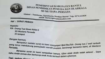 Surat Kepsek SD di Bantul ke Wali Murid Ini Mengharukan