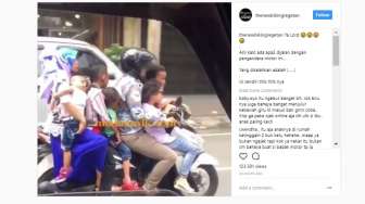 Ya Ampun! Satu Motor Dibonceng Tujuh Orang