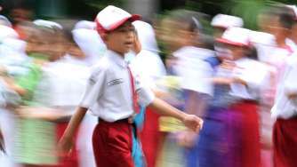 Suasana di SDN 02 pagi, Jakarta, Senin (10/7).