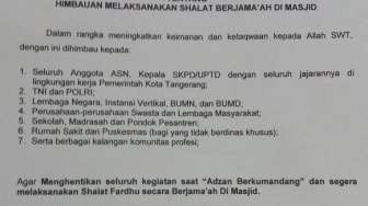 Aktivitas Bisnis dan PNS di Tangerang Diminta Berhenti saat Azan