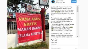 Nama Agus di Seluruh Indonesia Gratis Makan Bakso di Kedai Ini