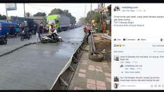 Aksi Pemotor Ini Bikin Gemas, Rusak Jalanan yang Lagi Dicor