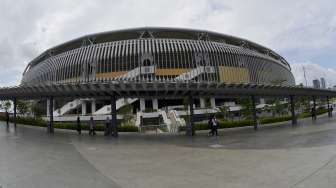 Suasana Stadion Bukit Jalil yang digunakan sebagai lokasi SEA Games XXIX Kuala Lumpur, Malaysia, Senin (14/8).