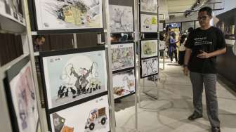 Pameran komik bertema Aksi Karikatur Untuk KPK (Aku KPK) yang digelar di Gedung Graha Niaga Thamrin, Jakarta, Minggu (20/8/2017) [Suara.com/Kurniawan Mas'ud]