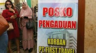 Posko pengaduan korban PT First Travel di Bareskrim Polri, Jakarta, Rabu (23/8).