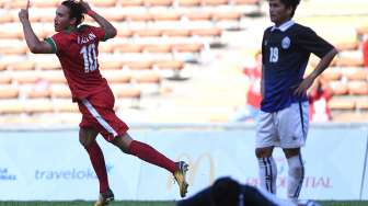 Pemain Timnas U-22 menang melawan Timnas U-22 Kamboja pada laga terakhir penyisihan grup B SEA Games XXIX Kuala Lumpur di Stadion Shah Alam, Selangor, Malaysia, Kamis (24/8).