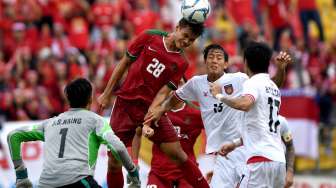 Timnas U-22 Indonesia mengalahkan Myamar pada pertandingan perebutan posisi ketiga SEA Games XXIX di Stadion Majlis Perbandaran Selayang, Kuala Lumpur, Malaysia, Selasa (29/8).
