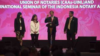 Presiden Joko Widodo menghadiri Rapat Komisi Asia Ikatan Notaris Internasional dan Seminar Internasional Ikatan Notaris Indonesia di Nusa Dua, Bali, Jumat (8/9).