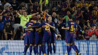Barcelona membantai Juventus di laga perdana Grup D Liga Champions 2017/18. Dalam laga yang berlangsung di Camp Nou, Barca menang telak 3-0 [AFP]